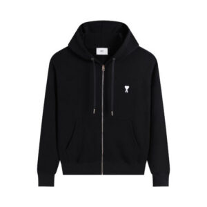 Ami Paris Ami De Coeur Zip-Up Hoodie Black