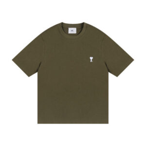 AMI Paris Cropped T-Shirt Olive Green