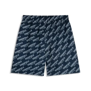 Essentials All-Over Logo Print Swim Shorts Navy Blue