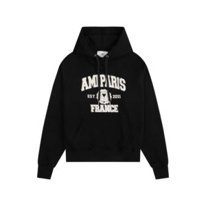 Ami Paris Black Logo Print Hoodie