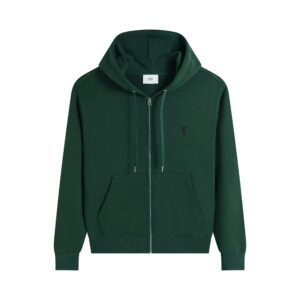 Ami Paris Ami De Coeur Zip-Up Hoodie Green