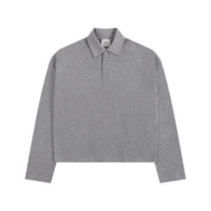 Ami Long Sleeve Polo Shirt Gray