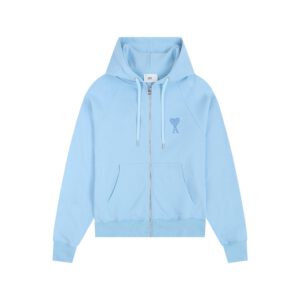 Ami Paris Coeur Zipped Sweatshirt Sky Blue