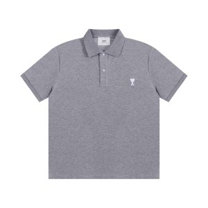Ami Paris Polo T-Shirt Gray