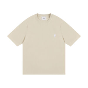 AMI Paris Cropped T-Shirt Cream White