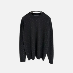 Louis Vuitton Monogram Embellished Wool Evening Crewneck in black wool