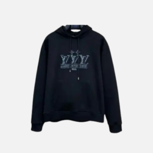 Louis Vuitton Pearl-Embellished Hoodie in black cotton