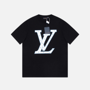 Louis Vuitton Black Cotton Short-Sleeve T-shirt With An LV Stitch Logo