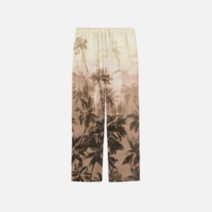 Palm Angels Sunset Palms Trousers Beige And Black Cotton Fabric