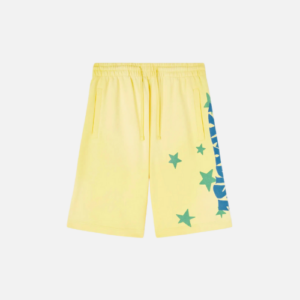 Palm Angels Paradise Palm Sweatshorts Yellow And Blue Cotton