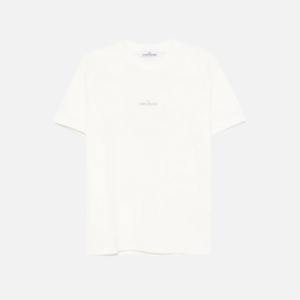 Stone Island Logo-Print T-shirt Ecru Cotton Jersey