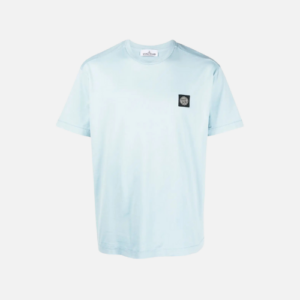 Stone Island Compass-Patch Cotton T-shirt Light Blue
