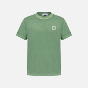 Stone Island Organic Cotton Jersey "Fissato" Effect T-shirt Light Green