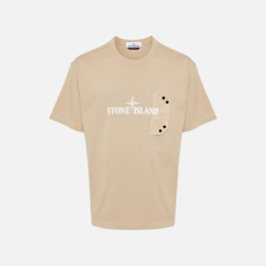 Stone Island Logo-Print T-shirt Sand Beige Cotton Jersey