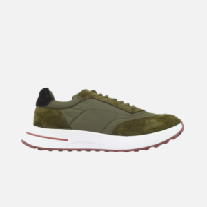 Loro Piana Week End Walk Suede-Trimmed Shell Sneakers Green