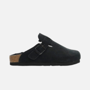 Birkenstock Boston Shearling Suede Leather Black