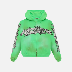 Hellstar Graffiti Zip-Up Hoodie Green