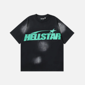 Hellstar Star Gel Sport Logo Washed Short Sleeved T-shirt Black Green