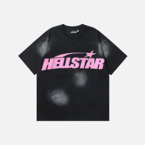 Hellstar Star Gel Sport Logo Washed Short Sleeved T-shirt Black Pink