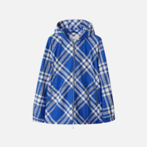 Burberry Check-Pattern Hooded Jacket Cobalt Blue White
