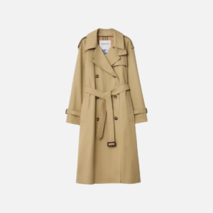 Burberry Long Castleford Trench Coat Beige Cotton Gabardine