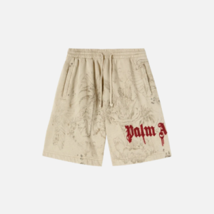 Palm Angels Pencil All Over Sweatshorts Off-White Cotton