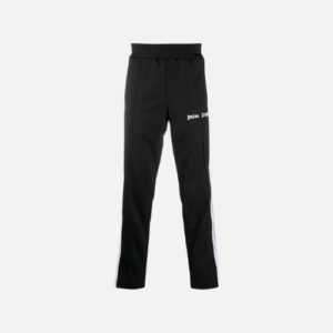 Palm Angels Logo-Print Track Pants Black With White Side Stripes And Logo