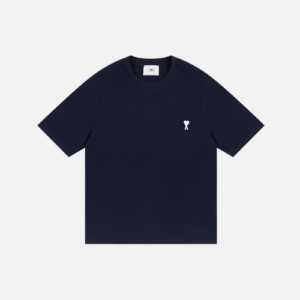AMI Paris Ami de Cœur T-shirt Navy Organic Cotton Jersey