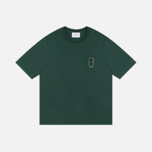 Ami Paris Cotton Boxy Fit T-Shirt With Patch Green
