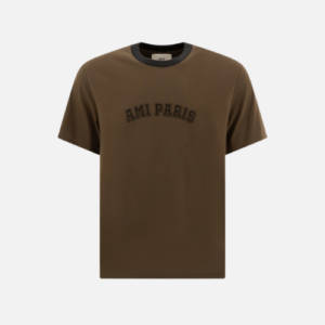 AMI Paris Organic Cotton Logo-Print T-shirt Dark Coffee Brown