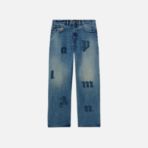 Palm Angels Logo-Patch Straight Jeans Blue Denim