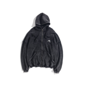 Balenciaga 3B Sport Inside Out Zip Up Hoodie Faded Black