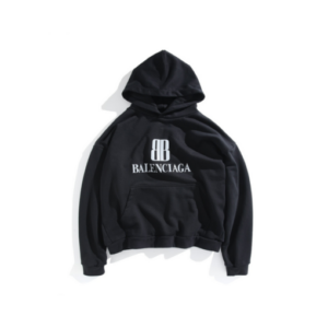 Balenciaga Hoodie Black With White Monogram