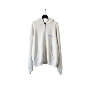 Balenciaga Zipper Hoodie White With Logo