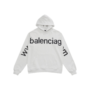 Balenciaga Hoodie White With Black Name Texted