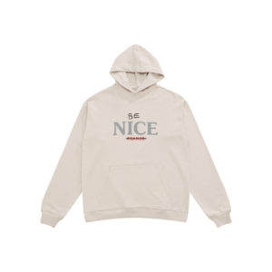 Balenciaga Cream Hoodie Be Nice Text Monogram