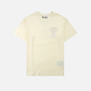 AMI Paris Beige Cotton Ami De Coeur Patch T-Shirt