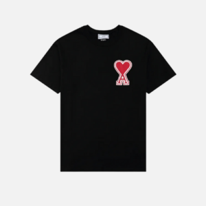 AMI Paris Ami De Coeur Organic-Cotton T-shirt Black