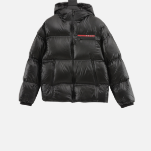 Prada Light Re-Nylon Hooded Puffer Jacket In Black M2