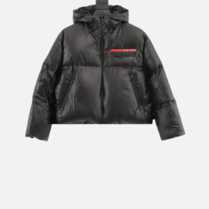 Prada Light Re-Nylon Hooded Puffer Jacket In Black
