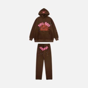 Sp5der Tracksuit Brown and Pink