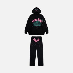 Sp5der Tracksuit Black and Pink