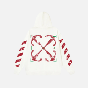 Hoodie Off-White Red And Green Graphics