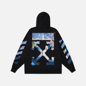 Hoodie Off-White In Black With Blue, Green, And Yellow Accents