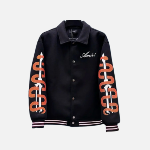 Amiri Snake Bones Wool-Blend Varsity Jacket Black