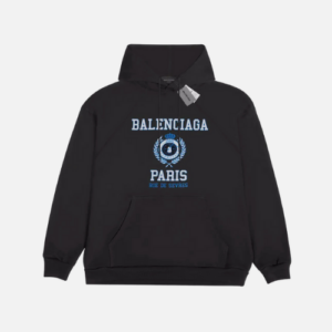 Hoodie White Blue Logo Balenciaga