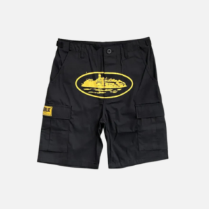 Corteiz Guerillaz 21' Cargo Shorts Black With Yellow Branding