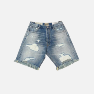Gallery Dept Indiana Slim-Fit Straight-Leg Distressed Denim Shorts Blue