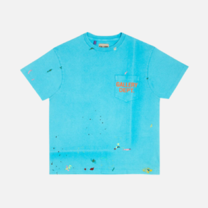 Gallery Dept Hoodie Painted T-Shirt with Vintage-Look Logo Turquoise