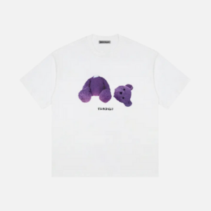 Palm Angels Bear Print T-shirt White With A Purple Bear
